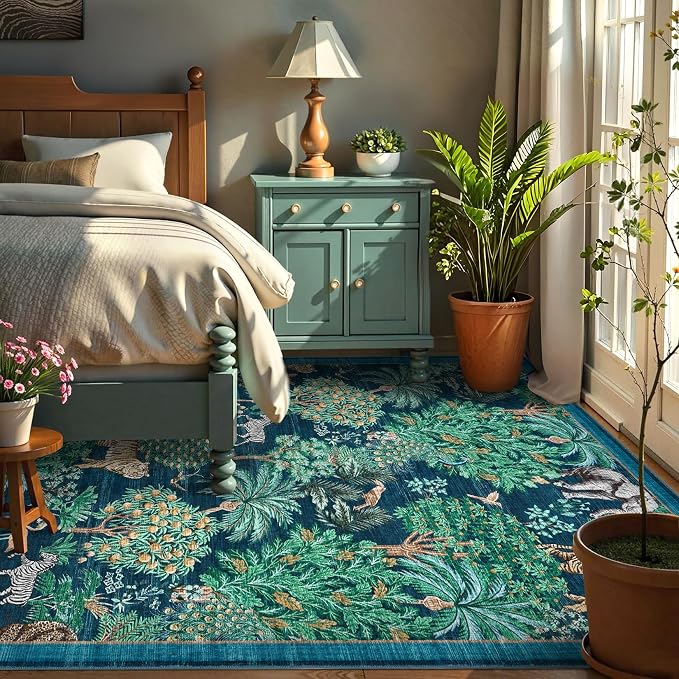 GarveeHome Jungle Animal Print Rug 6x9 Washable Area Rugs - Image 3