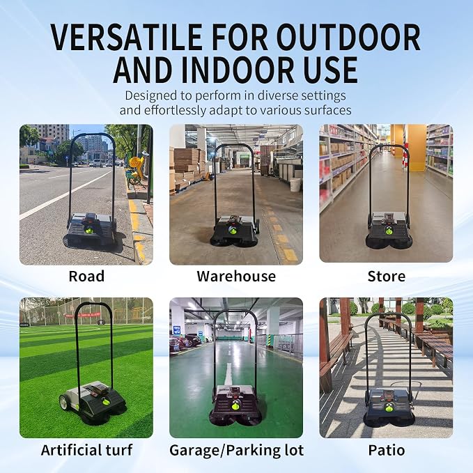 UNICOO® Electric Hand Push Floor Sweeper – Battery Powered Walk-Behind Sweeper - Image 3