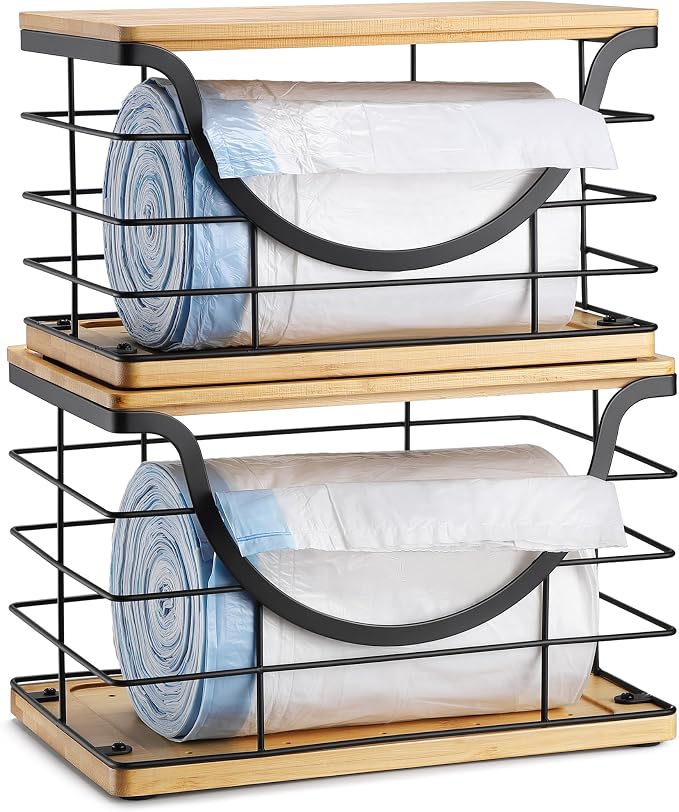 Extra Large Trash Bag Holder Stackable Kitchen Storage, 2 Pack Wall Mounted by YAFFWA