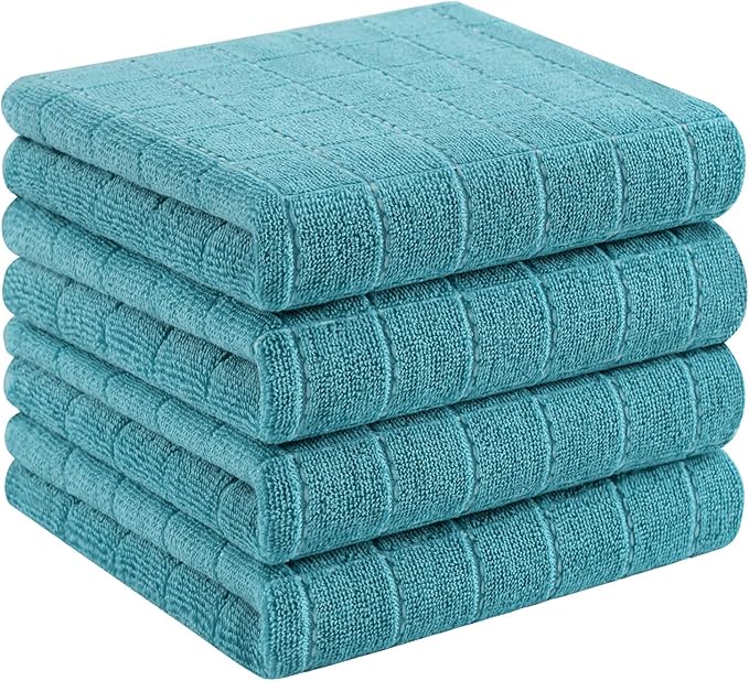 Homaxy 100% Cotton Terry Kitchen Towels, Checkered Designed, Soft and Super by Homaxy