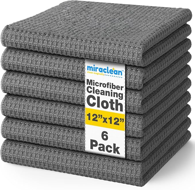 Waffle Weave Microfiber Towel, 12 x 12 inches, Barista Towels, Lint Free Cloth by MIRACLEAN