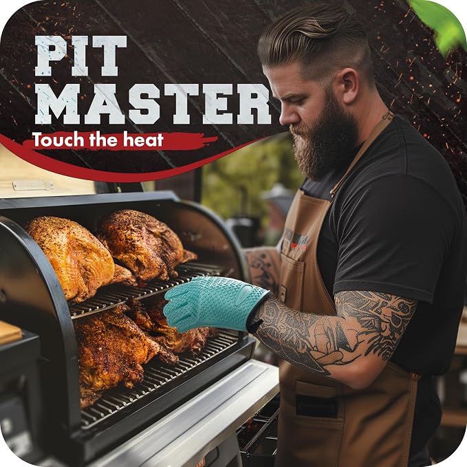 KITCHEN PERFECTION Silicone Smoker Oven Gloves -Extreme Heat Resistant BBQ - Image 6