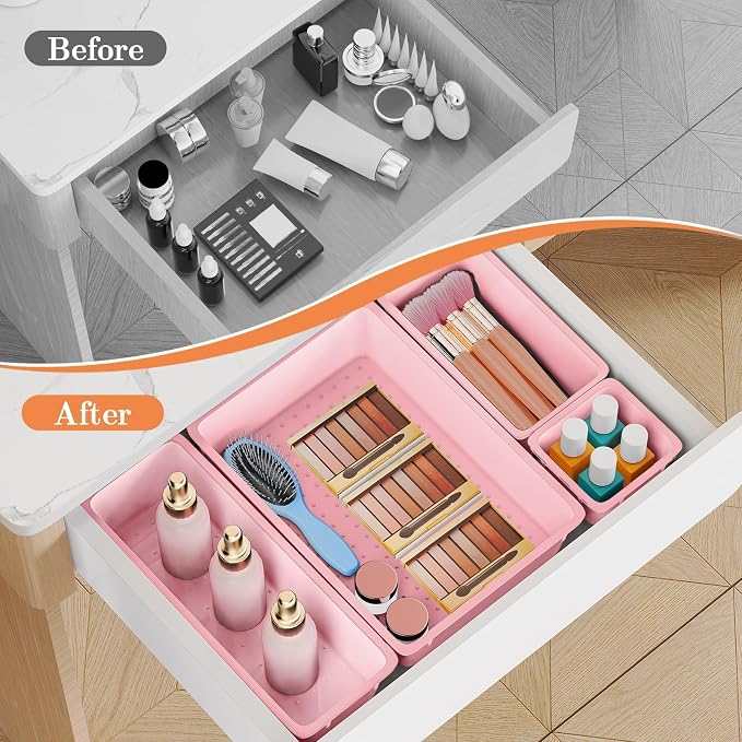 25 PCS Plastic Drawer Organizer Set, 4-Size Versatile Organizer Trays & storage - Image 4