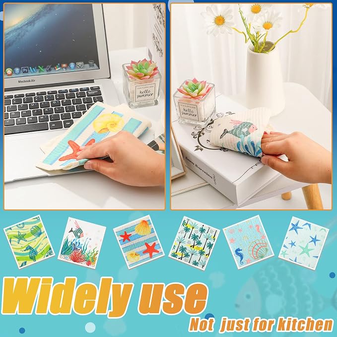 6 Pcs Swedish Kitchen Dish Towels Kitchen Cloths Reusable Sponge Cleaning - Image 5