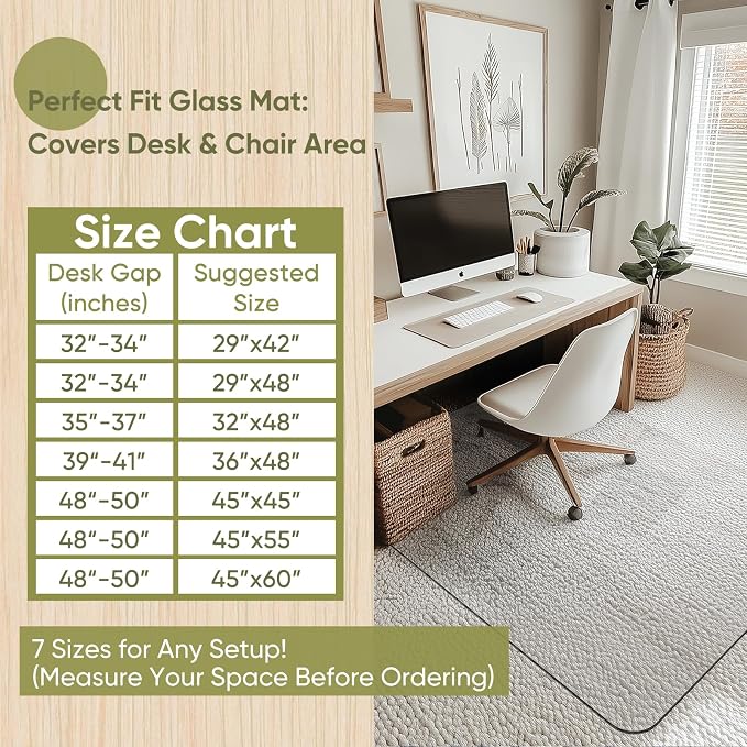 Office Chair Mat for Carpet & Hardwood, Upgraded 36" x 48" Dual Use Tempered - Image 7