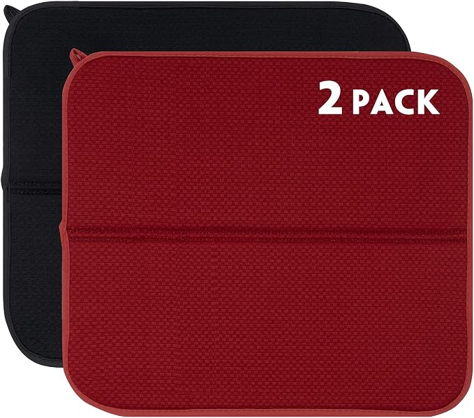 FRESHMINT 2 Pack Dish Drying Mat, Microfiber Absorbent Dish Drying Pad by FRESHMINT