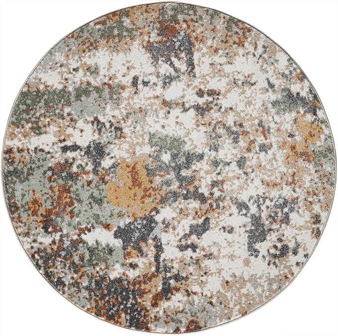 Keen Home Design Area Rugs - 5ft Round Non-Shedding, Abstract Rugs for Kitchen, Living Room, Bedroom, Dining Room, Entryway - Size: 5'3" Round, Multi