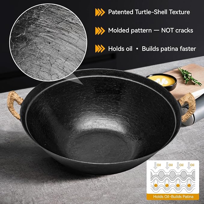 WANGYUANJI 14.2" Cast Iron Wok - Image 2