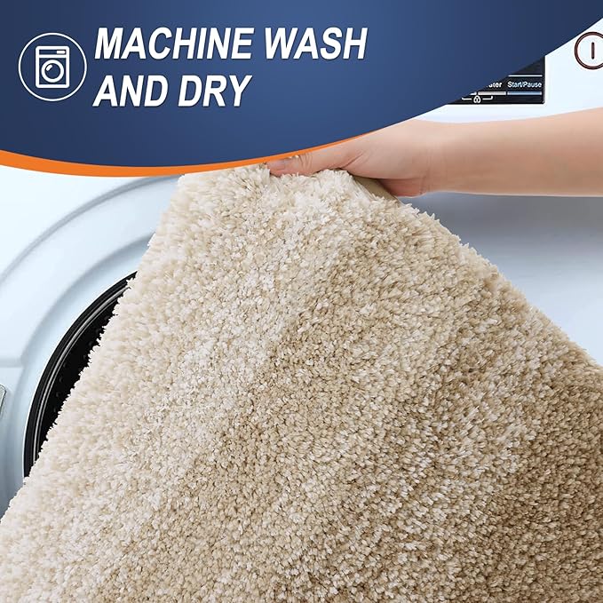OLANLY Bathroom Runner Rugs 47x20, Extra Soft Absorbent Microfiber Bath Rugs, Rubber Backing, Quick Dry, Machine Washable Bath Mats for Bathroom Floor, Tub and Shower, Home Decor Accessories, Tan
