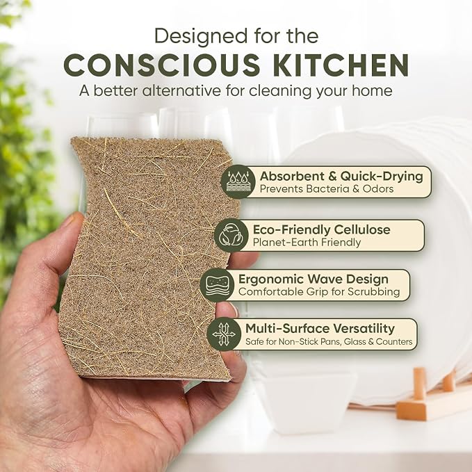 Plant-Based Kitchen Sponges | FSC-Certified & PETA Approved | Natural Cellulose - Image 2