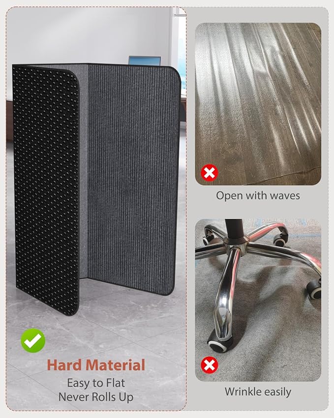 Blvornl Office Chair Mat for Hardwood Floor and Low Pile Carpet, 47" x 60" Corduroy Surface Desk Rolling Chair Mat for Hard Floors, Heavy Duty Carpeted Floor Protector Rug for Home Office, Dark Grey