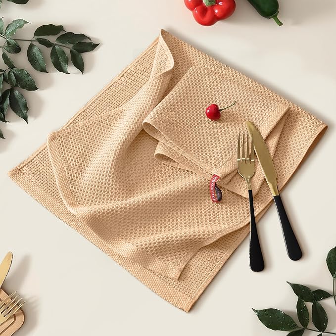 Kitinjoy 100% Cotton Waffle Weave Kitchen Hand Towels - Image 2