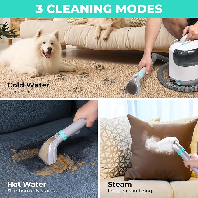 HAUSHOF Steam Portable Carpet and Upholstery Cleaner, Deep Couch Cleaner Machine - Image 4