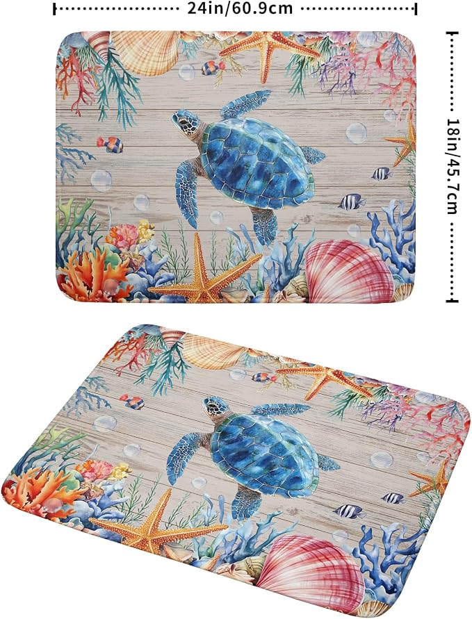 Sea Turtle Dish Drying Mat 18x24 inch Tropical Ocean Fast Dry Absorbent - Image 2