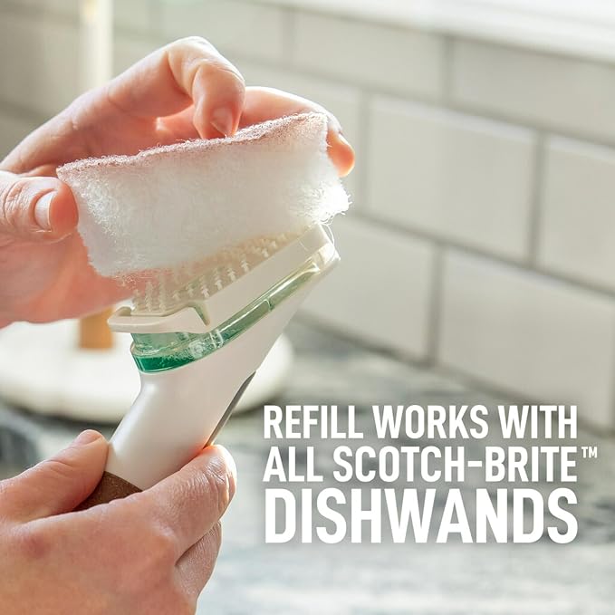 Scotch-Brite Greener Clean Non-Scratch Dishwand Refill, 14 Dish Wand Sponge - Image 3