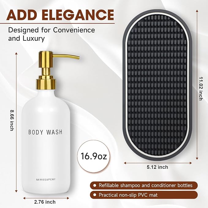 Glass Shampoo and Conditioner Dispenser-Shampoo Dispenser - Image 3