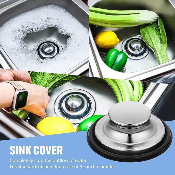 Mudder 3 Pcs Kitchen Sink Drain Strainer and Stopper Stainless Steel Garbage - Image 5