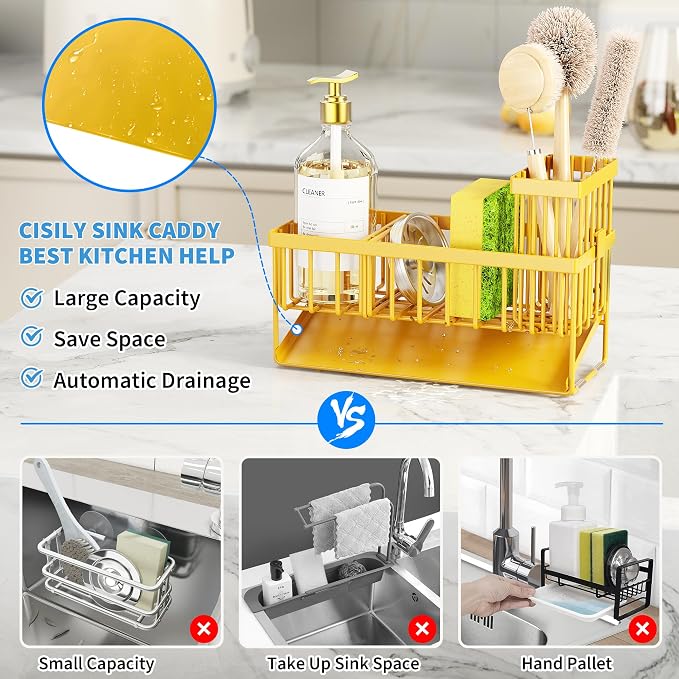 Cisily Yellow Sink Caddy Organzier - Image 4