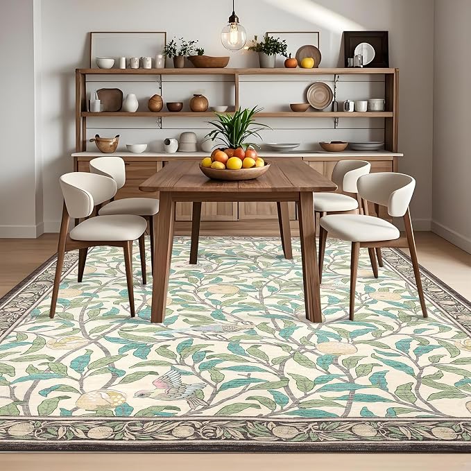 GarveeHome Boho Leaf Rugs for Bedroom, 5x7 Area Rugs for Living Room - Image 3