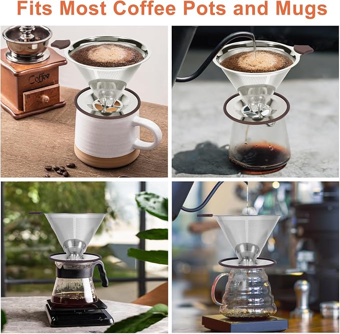Pour Over Coffee Dripper, Paperless Pour Over Coffee filter, Stainless Steel - Image 6