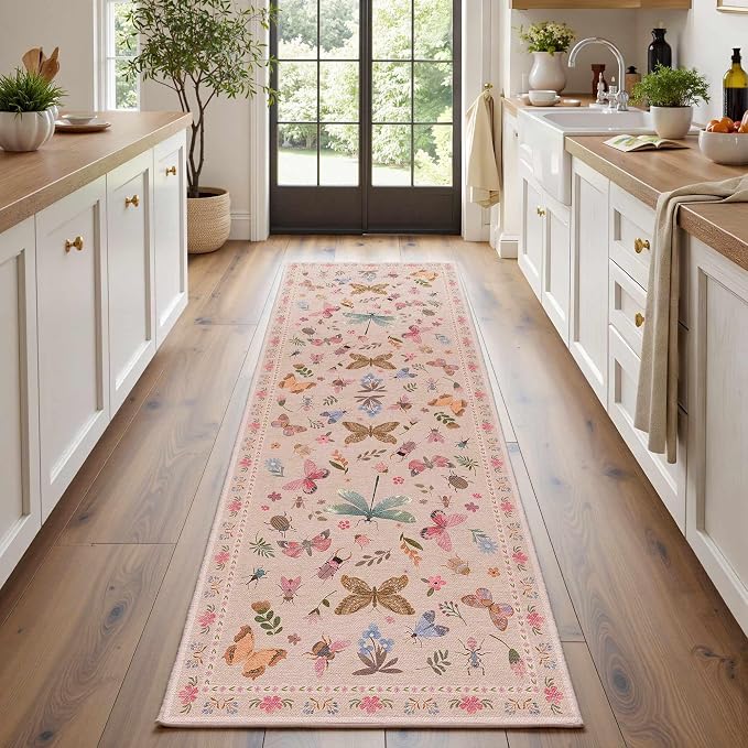 2x6 Floral Runner Rug, Washable Runners - Image 2