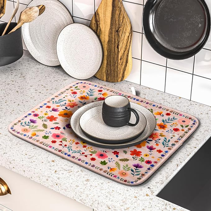 Boho Floral Dish Drying Mat - Image 5