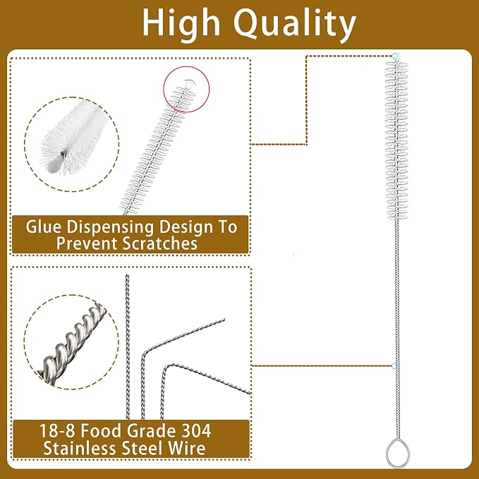 Straw Brush Cleaner with 304 Stainless Steel Handle, Straw Cleaner Brush Extra - Image 3