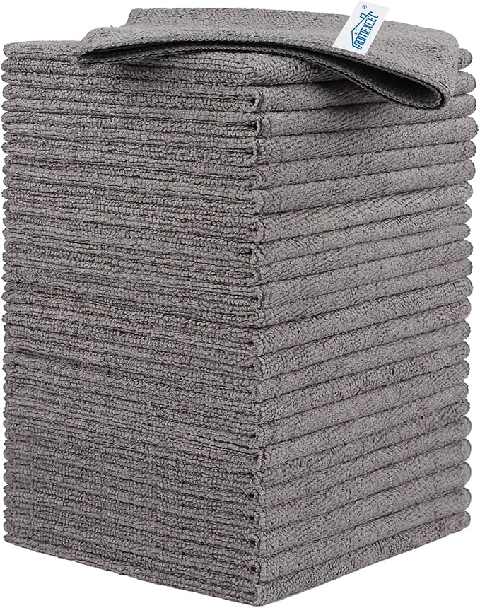 HOMEXCEL Grey Microfiber Cleaning Cloth, 24 Pack Cleaning Towels by HOMEXCEL