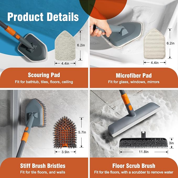 Floor Scrub Brush Tile Tub Scrubber Brush - Image 2