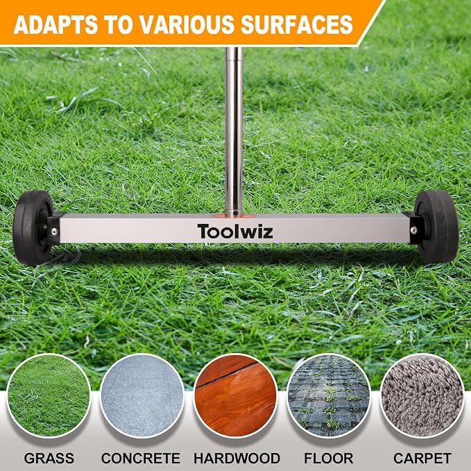 Toolwiz Magnetic Pick Up Sweeper 15-inch Heavy Duty Magnet Pickup Lawn Sweeper - Image 2