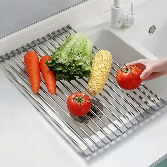 Roll Up Dish Drying Rack, 17.7" x 11.8" Over The Sink Dish Drying Rack - Image 3