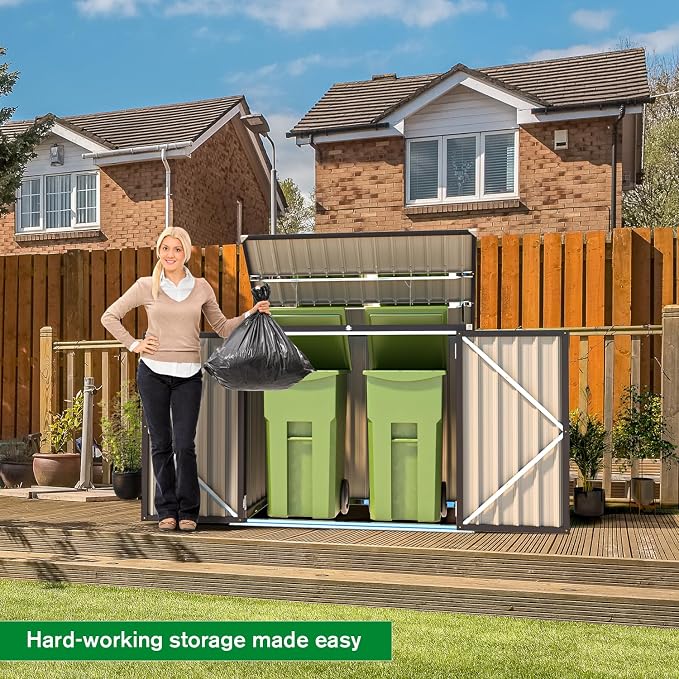 AECOJOY Outdoor Trash Can Storage Shed, 46 Cu.Ft Outside Garbage Can Storage - Image 3