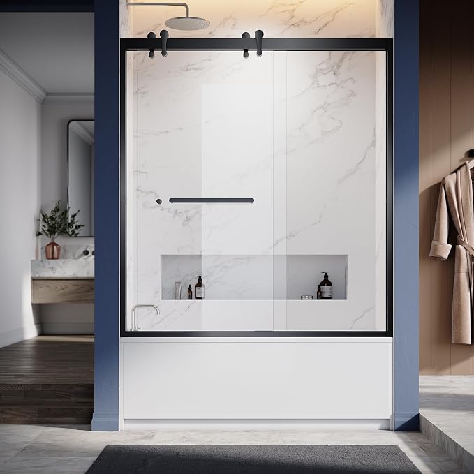 56"-60" W X 66" H Double Sliding Bathtub Door by UNIKOOSHOWERDOOR