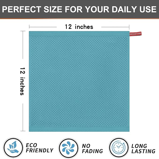 Kitinjoy 100% Cotton Kitchen Dish Cloths, 6 Pack Waffle Weave Ultra Soft - Image 6