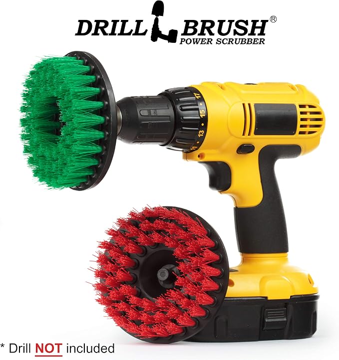 Drill Brush - Cleaning Supplies - Medium and Stiff Bristle Brush Kit - Spin - Image 4