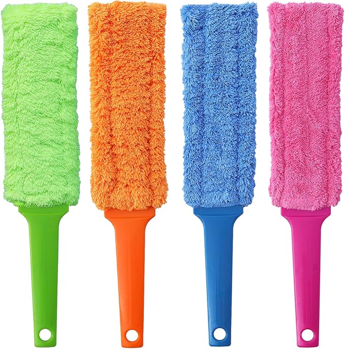 4 Pack 15" Microfiber Feather Duster, Gap Duster, Blind Duster, Hand Duster by HDongany