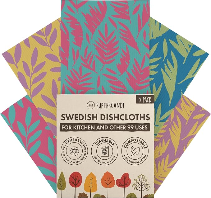 SUPERSCANDI 5 Pack Swedish Dishcloths by SUPERSCANDI
