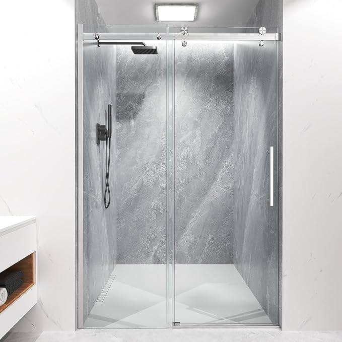 Frameless Sliding Shower Door 44-48" W x 72" H, 5/16" Heavy Duty Tempered Glass by Unknown
