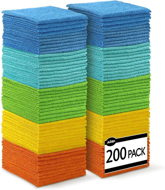 AIDEA Microfiber Cleaning Cloth, Absorbent Shop Rags, Microfiber Towels by AIDEAHOME
