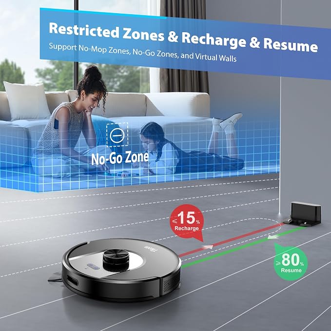 Tikom Robot Vacuum and Mop Combo, 6000 Pa Automatic Robotic Vacuum Cleaner - Image 7