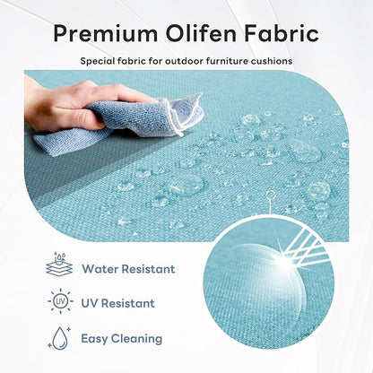 6" Thicker Outdoor Chair Cushion 3 Sets - 24" *24" *6" Waterproof Patio Furniture Cushions with Removable Cover, 28D High Density Sponge Filling Thicken Outdoor Patio Cushions - Turquoise