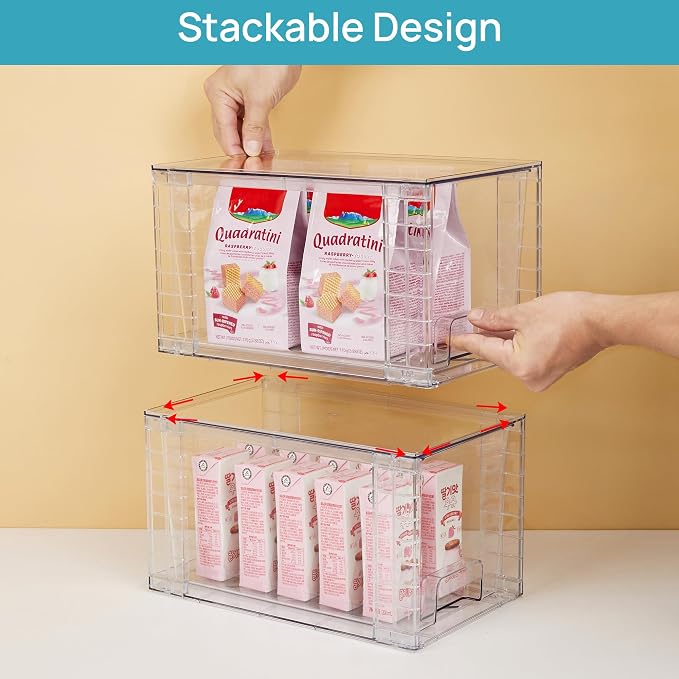 Vtopmart 2Pack Large Stackable Kitchen Pantry Storage Drawers, Acrylic Drawer - Image 3
