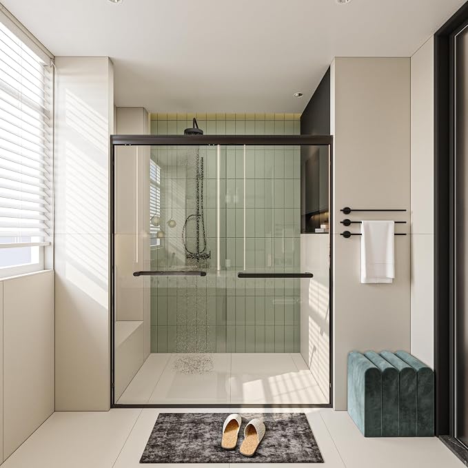 Double Sliding 56-60" W×72" H Shower Door, Semi-Frameless Sliding Glass Shower - Image 8