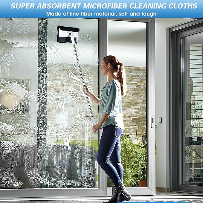 Disposable Dust Mop with 3 Shiny Cleaning Wipe Cloths, 360°Spin No Wash Mop - Image 2