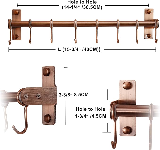 Dseap Kitchen Utensil Holder Hanger, Pot and Pan Rack Wall Mount, Kitchen Rail - Image 6