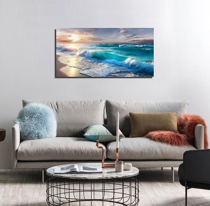 GUGIKA Ocean Wall Art for Living Room, Size 40x20 Inches - Image 3