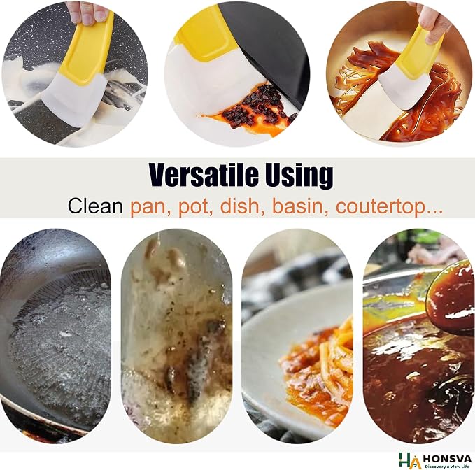 Dish Scraper for Cleaning Pans, Silicone Kitchen Sraper, Non-stick Scraping - Image 4