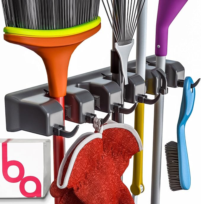 Berry Ave EXTRA GRIP Mop & Broom Holder Wall Mount – Wall Hanging Organizer by BerryAve