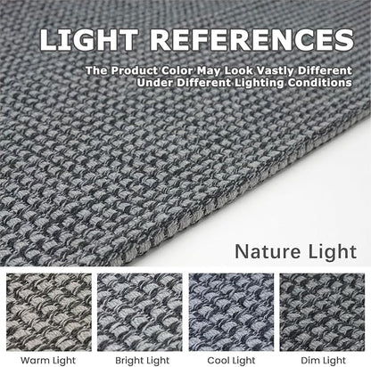 KOZYFLY Rugs for Entryway 3x5 ft Washable Area Rug Non Slip Rubber Backed Entry Rug Woven Indoor Door Mat Cotton Kitchen Rugs Floor Carpet for Entryway, Foyer, Backdoor, Grey/Dark Grey