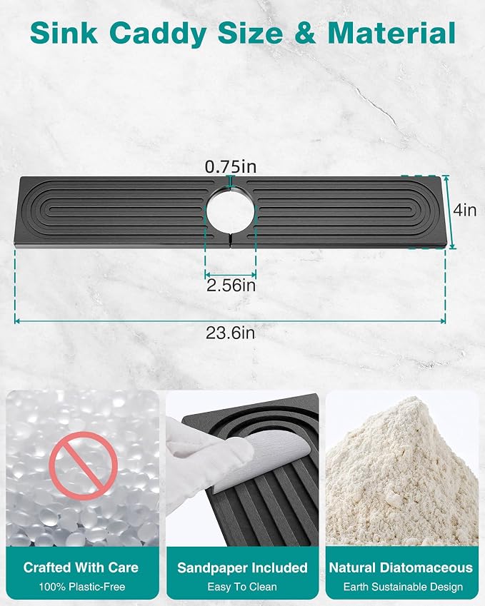 Stone Faucet Mat for Kitchen Sink, Diatomite Sink Protectors - Image 3
